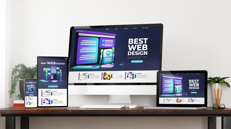 front view best web design devices mockup