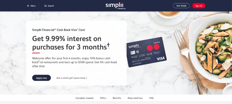 simplii financial cash back visa