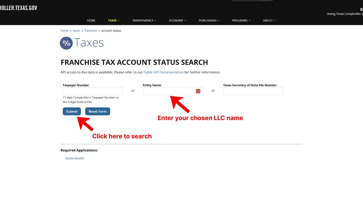 Texas Business Name Search