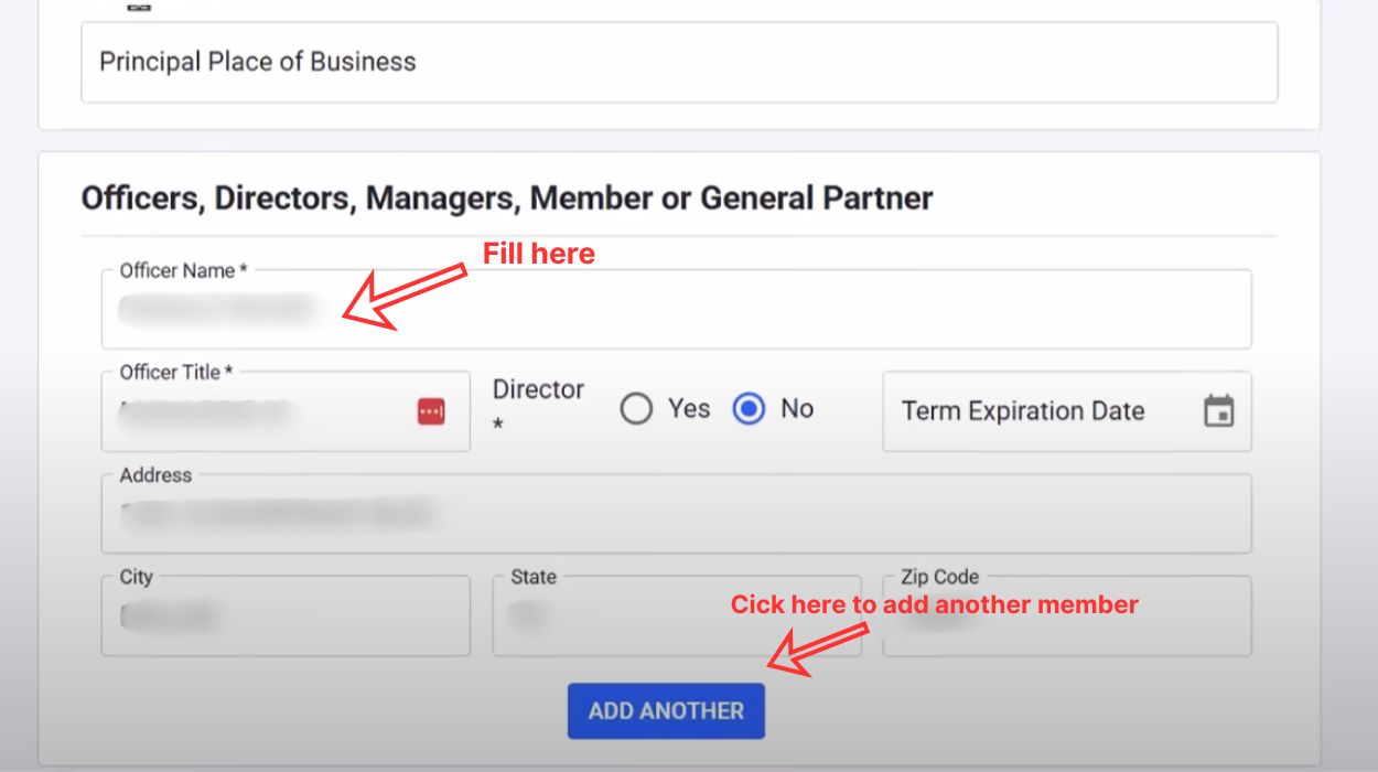 Provide the members/managers information