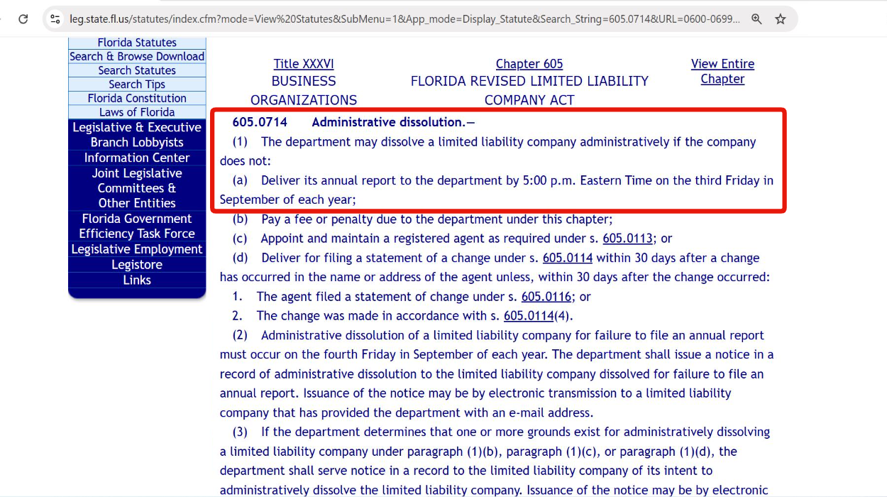 Florida Statutes § 605.0714