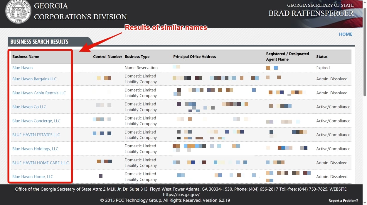 Sample of list of similar names