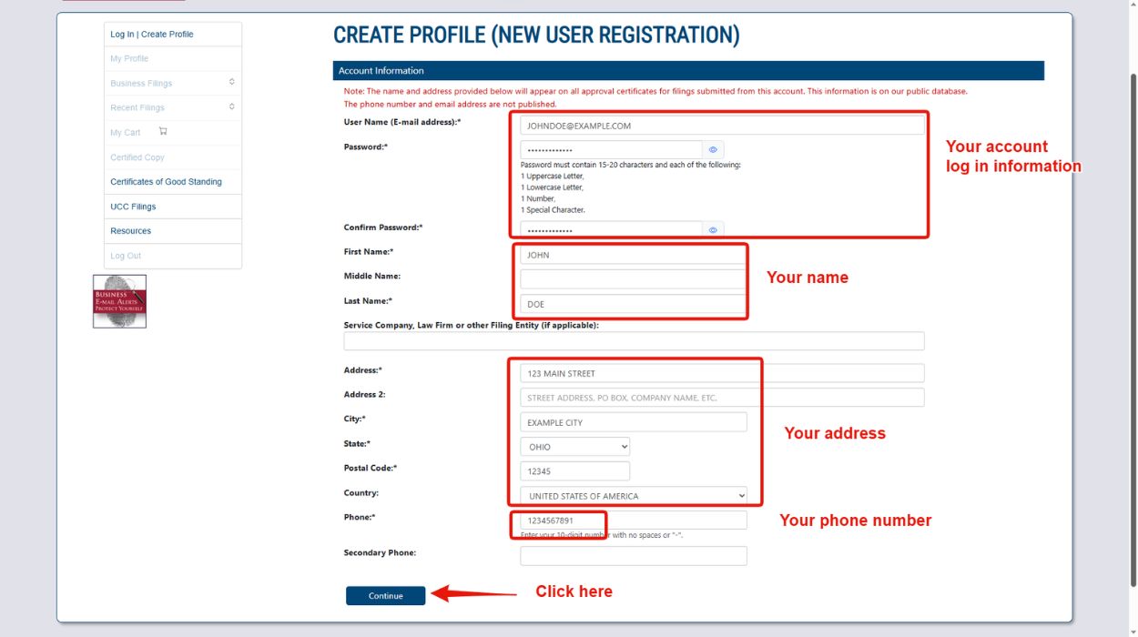 Enter your information