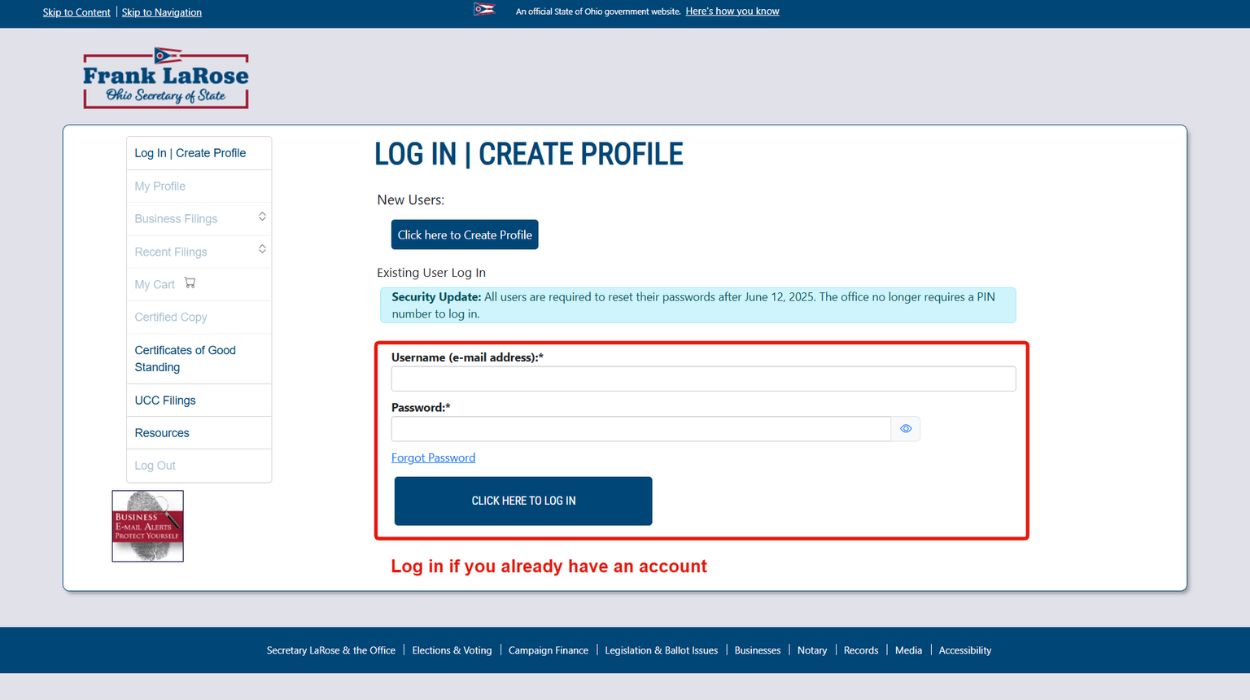 Log in to your account. 
