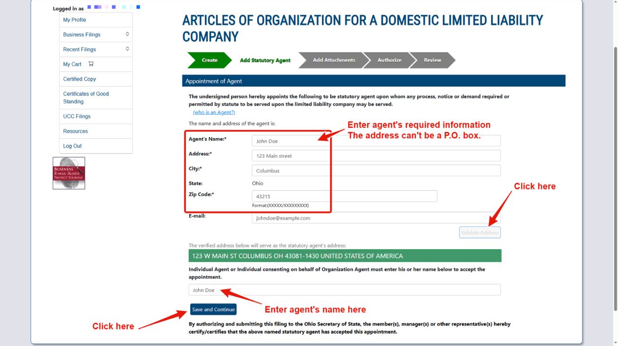 An Individual As Your LLC Statutory Agent. 
