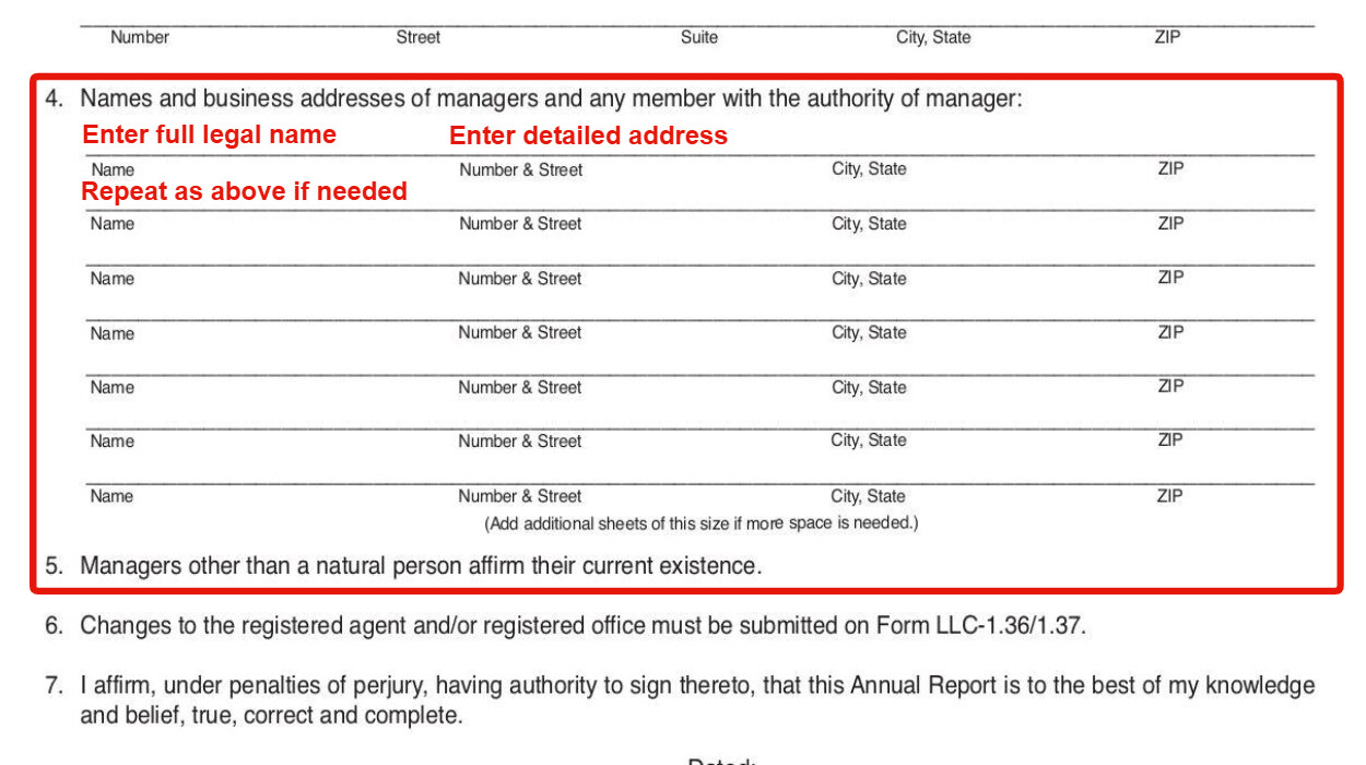 Managers and authorized members information
