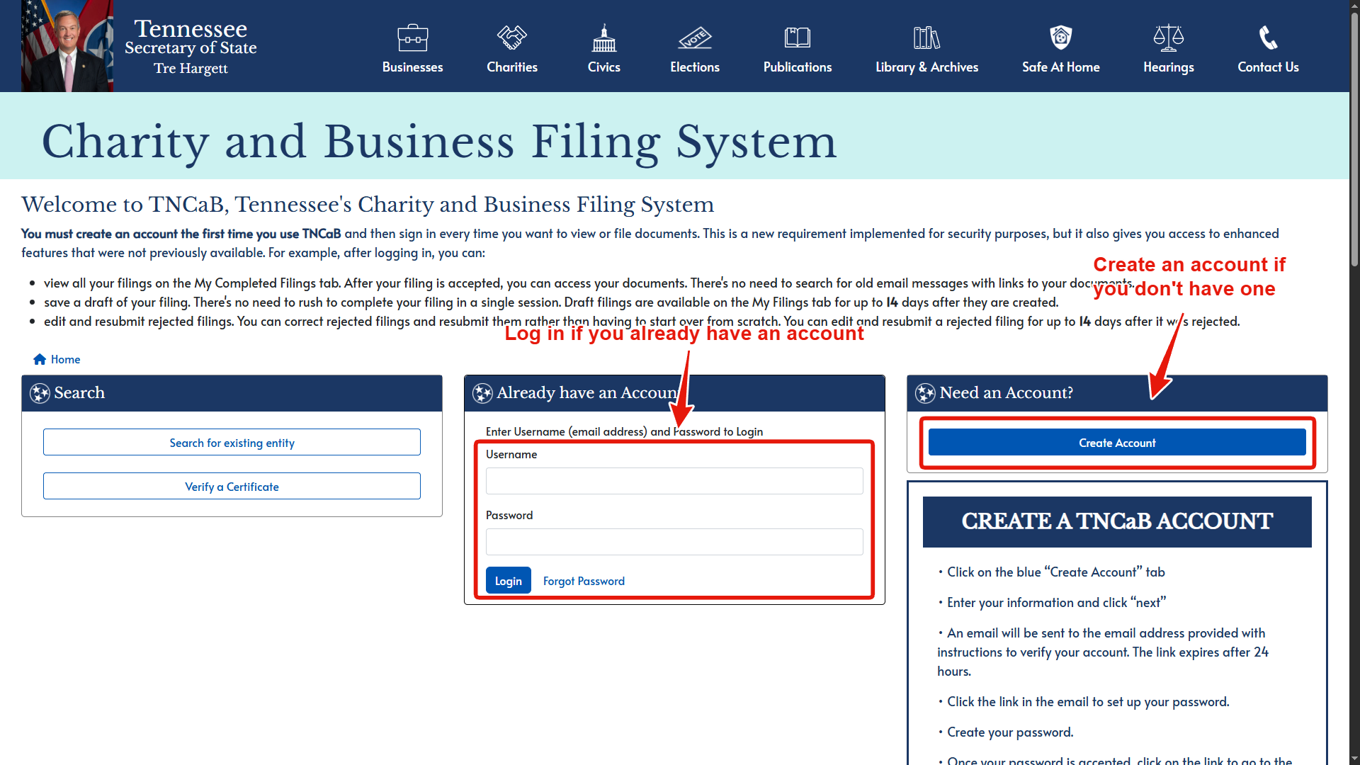 Go to the TNCaB portal