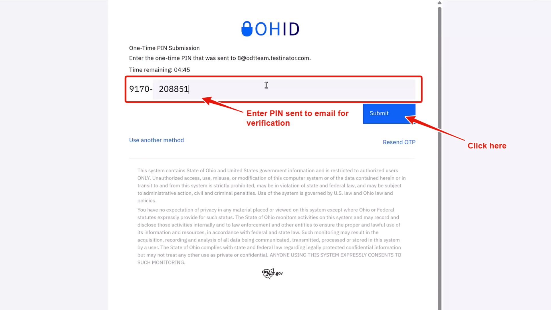 Enter verification PIN