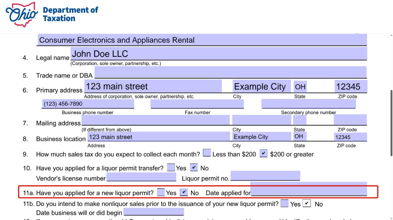 New liquor application