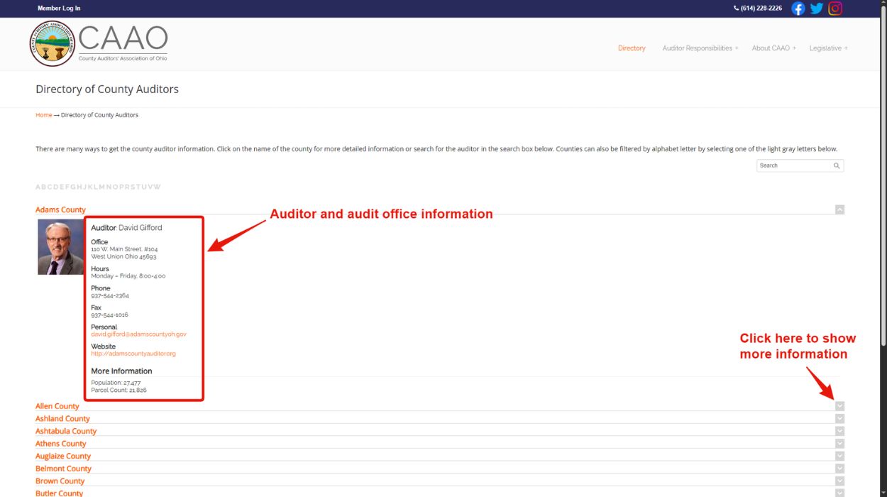County auditor information
