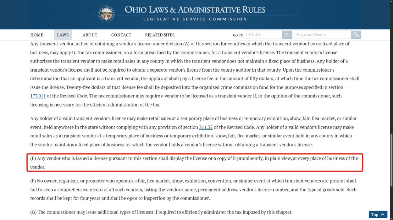 O.R.C. § 5739.17(E)