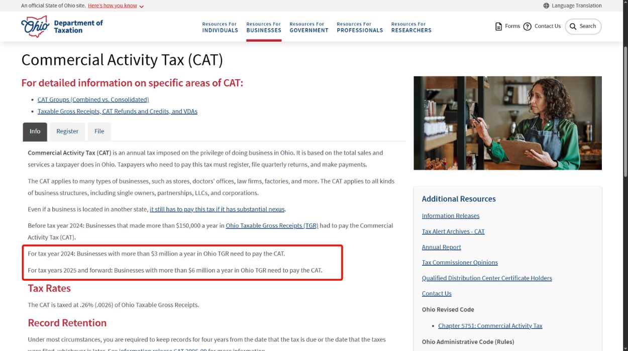 Change in the Ohio CAT threshold.