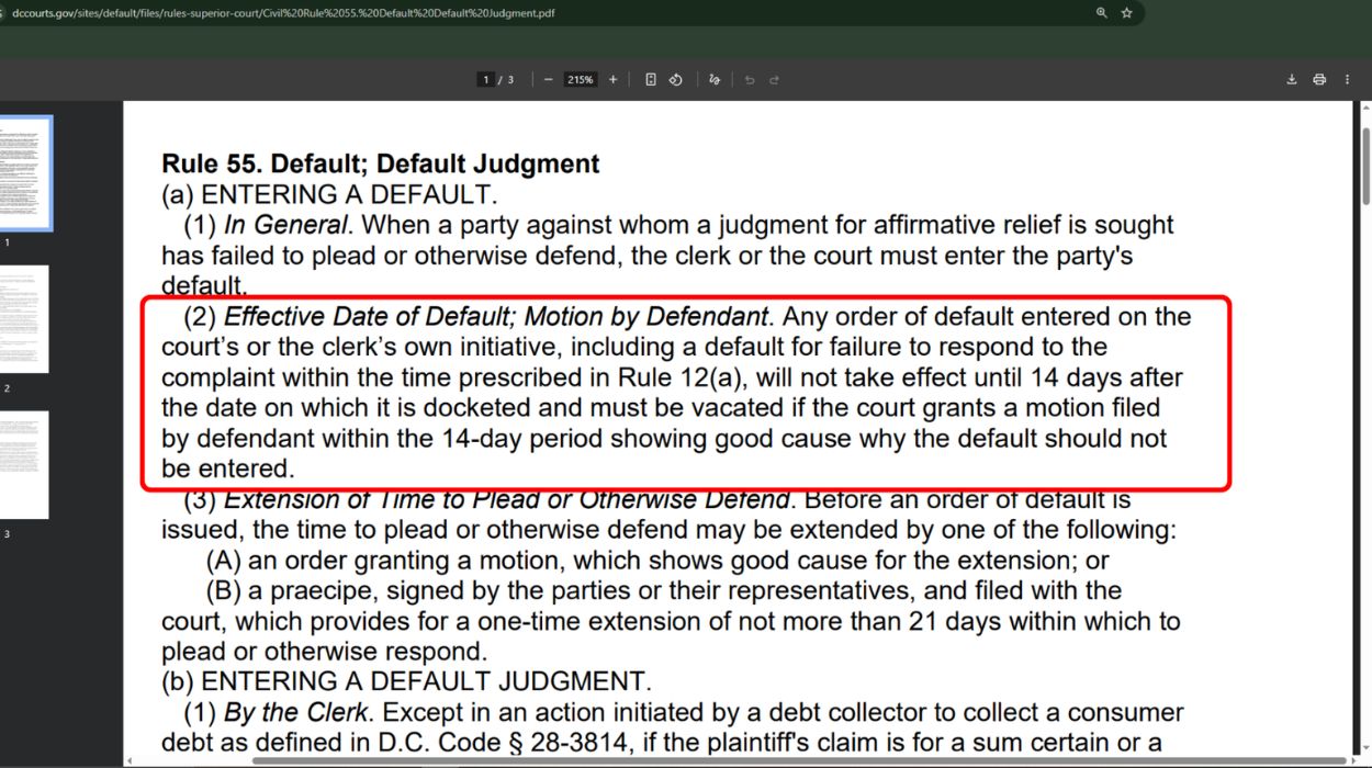 DC Courts Civil Rule 55.