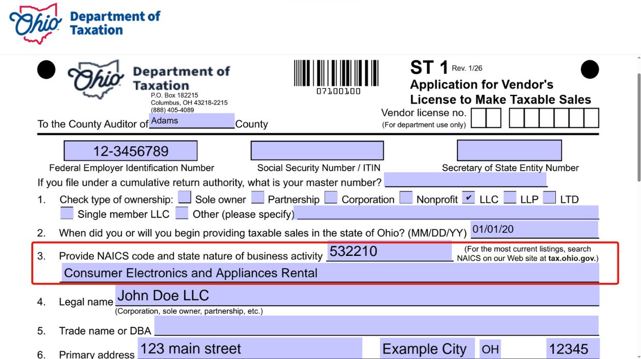 NAICS and business description