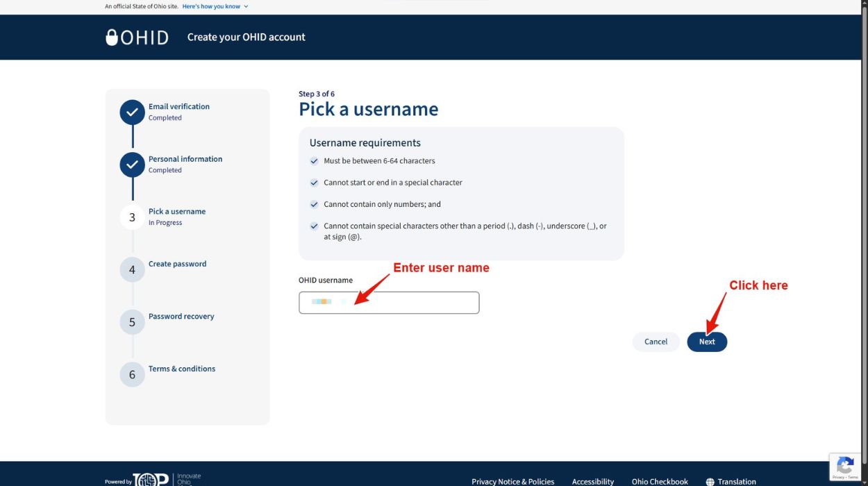 Create an OHID username.