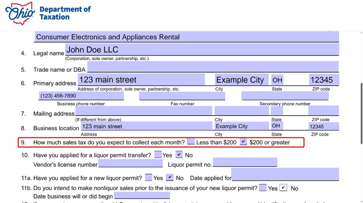 Monthly Sales Tax estimation