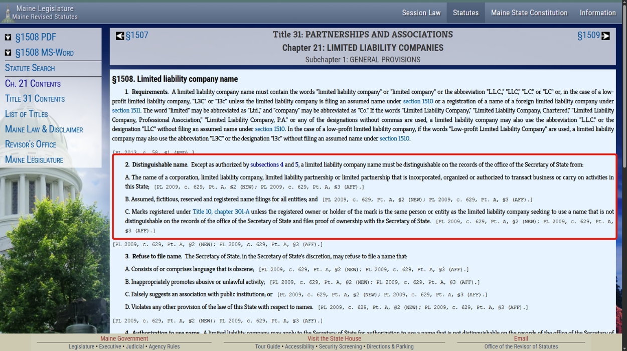 Maine LLC Act §1508(2)