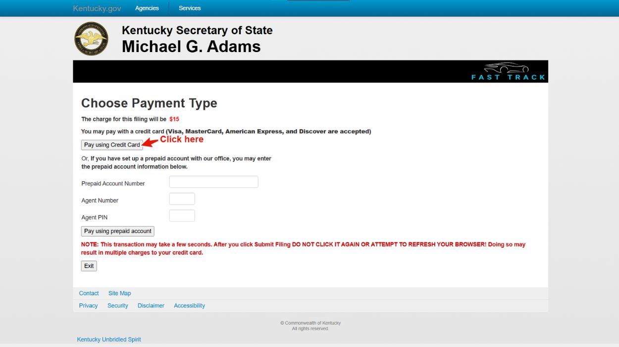 Pay using Credit Card.