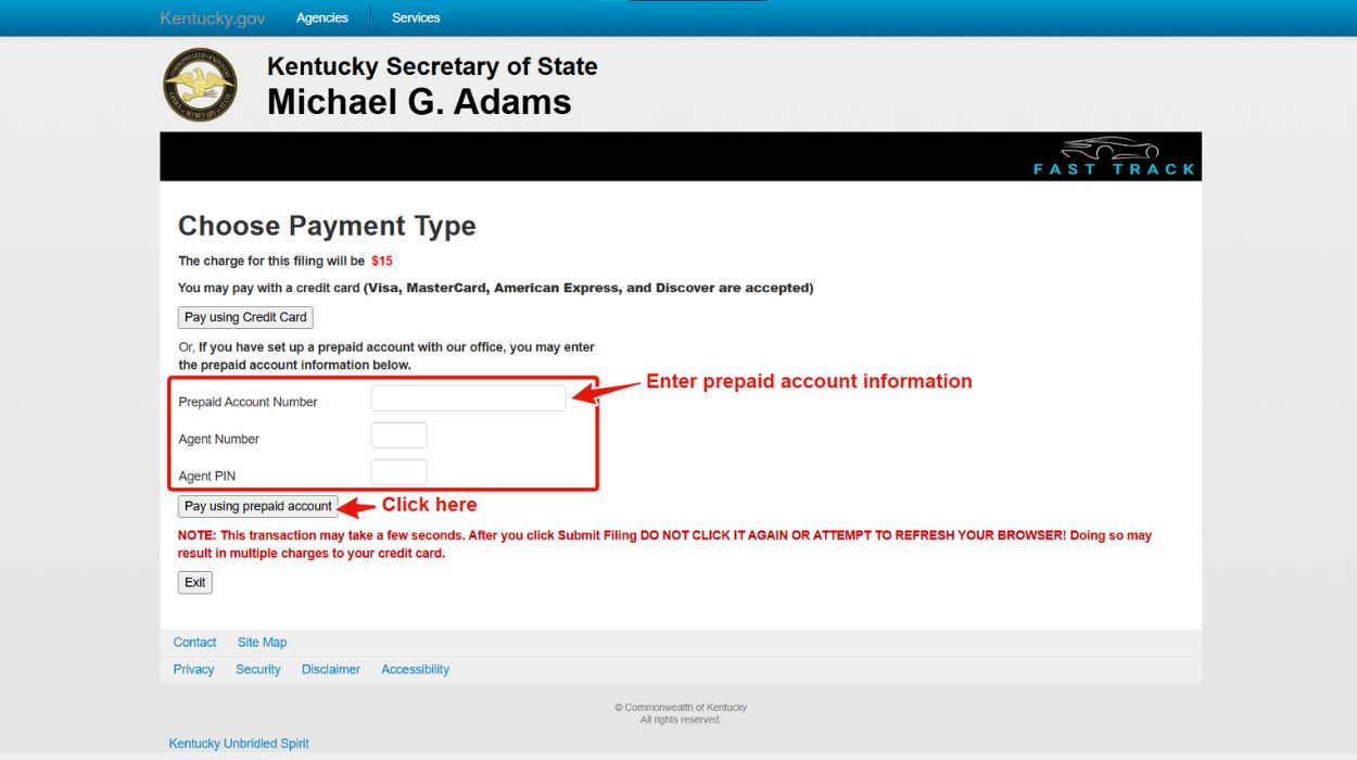 Payment using prepaid account