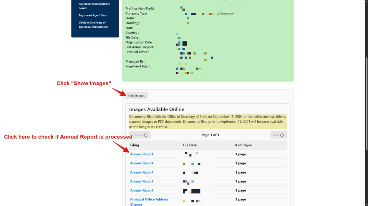 Check your Annual Report status