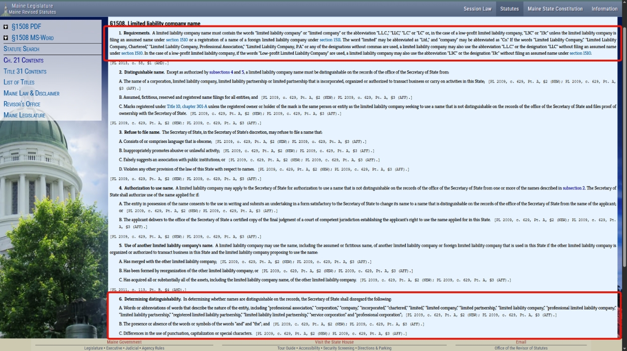 Maine LLC Act §1508