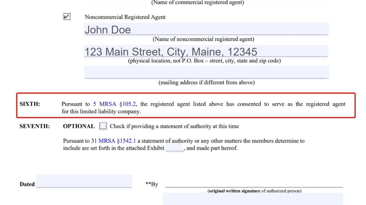 Registered Agent’s consent