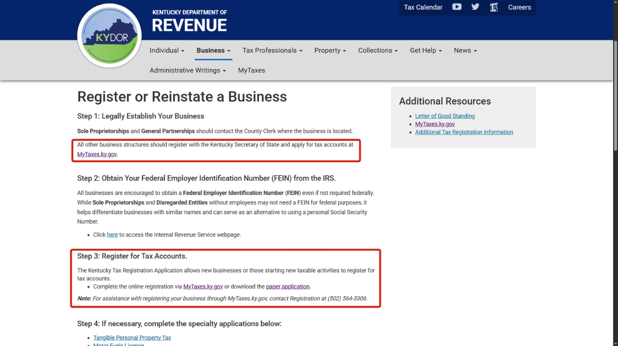 Kentucky LLCs must register with the DOR